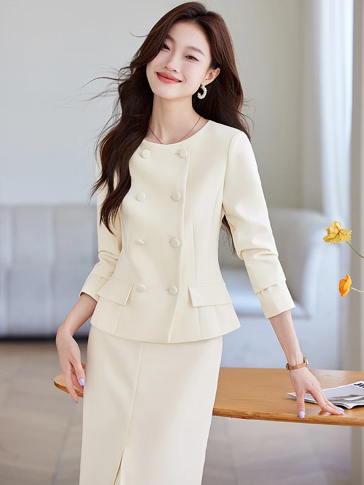 High Quality Fabric Elegant Styles Formal Business Suits with Blazer Coat and Skirt Professional Women Career Interview Outfits