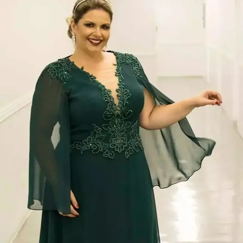 Mother Of The Bride Dresses Plus Size Beadings Guest Wedding Dress Long Emerald Green Mother Of The Wedding Dresses Custom Size