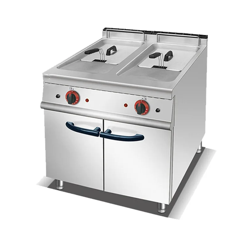 

Commercial vertical electric heating double-cylinder fryer with cabinet luxury combination furnace fryer floor type