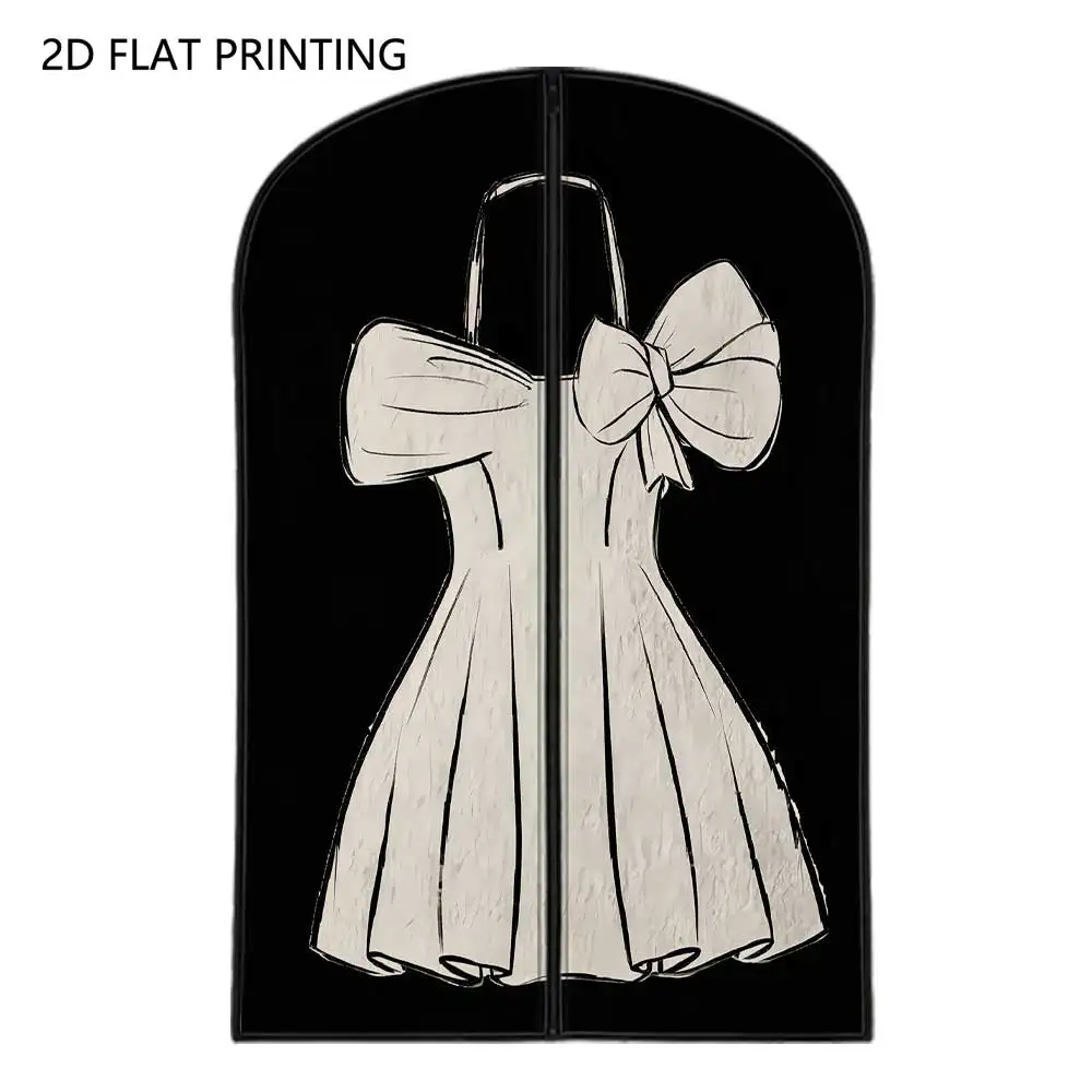 1pc Bow Decor Dress Compressed Dust Cover Clothes Compression Hanging Storage Bag Household Wardrobe Organizer