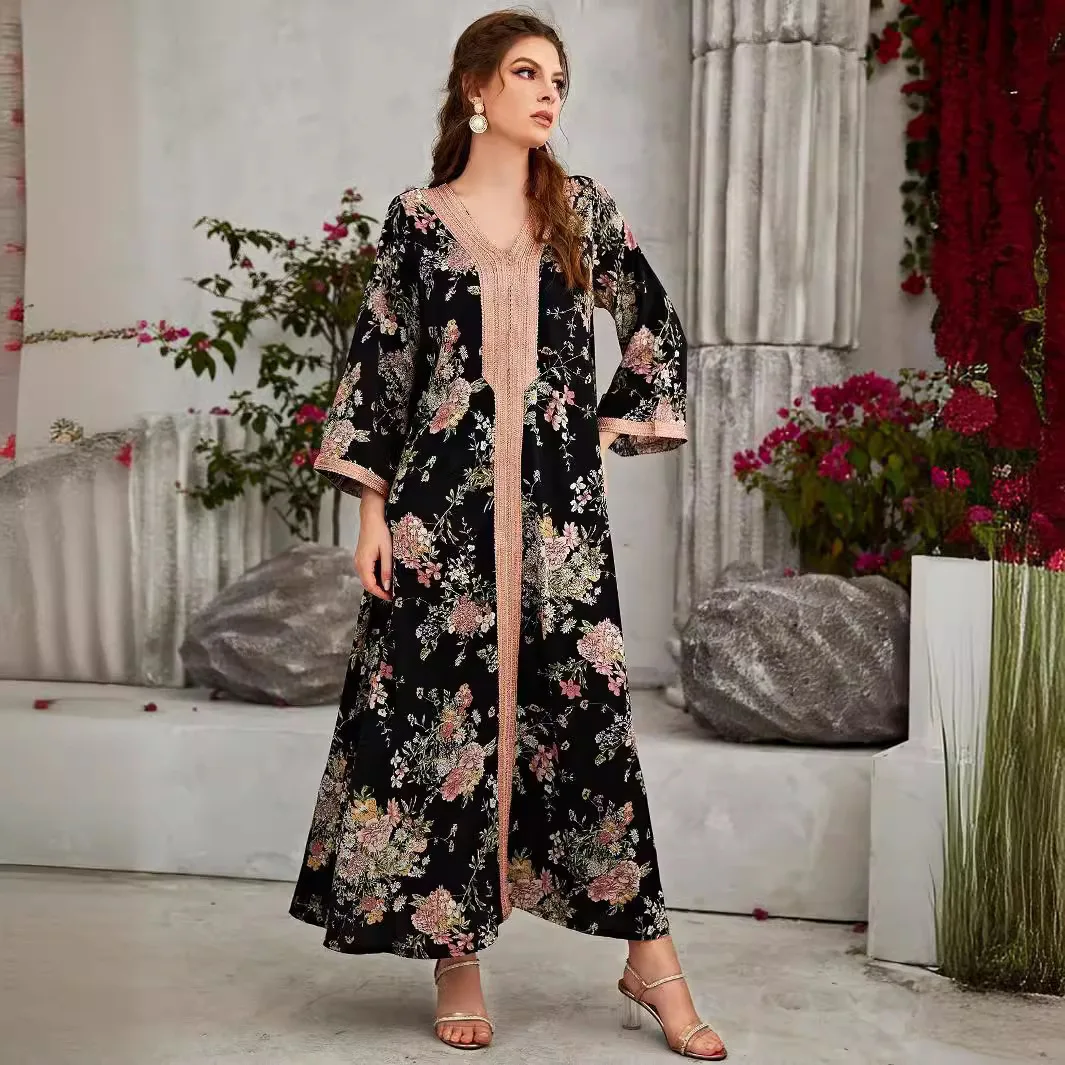 

Arab Women's Dress, Long Skirt, Elegant and Luxurious Printed Dress, Abaya Robe Abaya Ramadan Dubai Luxury Islam Elegant