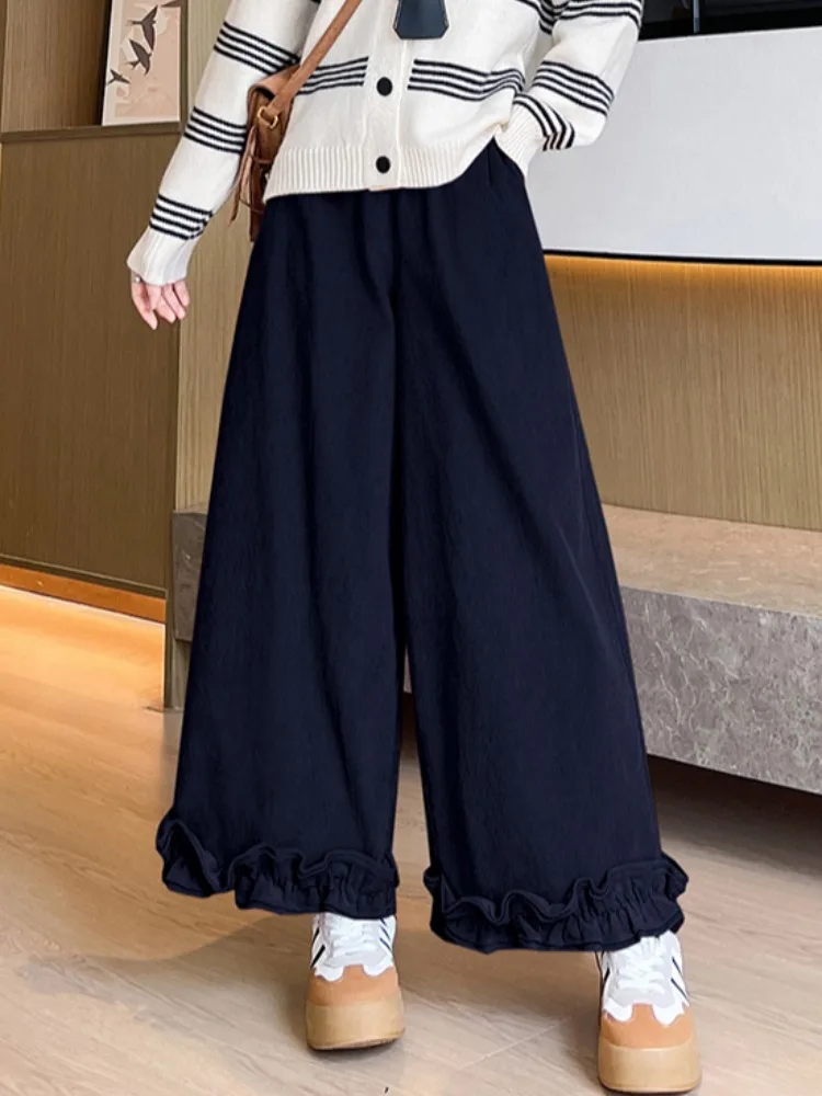 Spodnie sztruksowe damskie w kolorze cytrynowego żółtego, szerokie nogawki, jesienno-zimowe, słodkie, miękkie, z wysokim stanem, codzienne, proste nogawki.