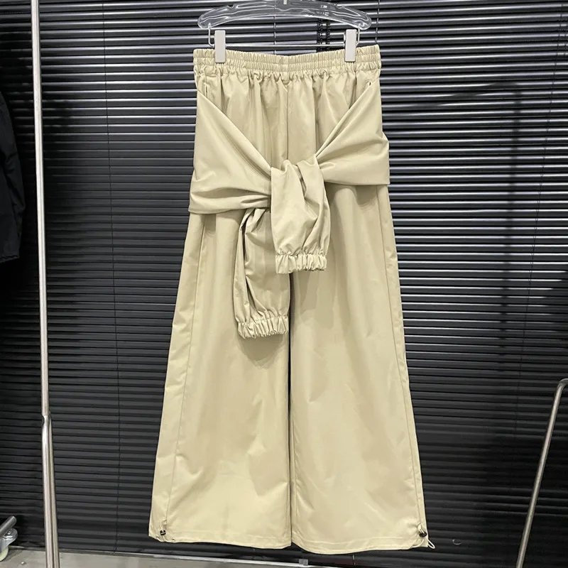 2024 New Waist Design Workwear Pants For Women's Retro Spicy Girl Fashion Straight Leg Wide Leg Pants