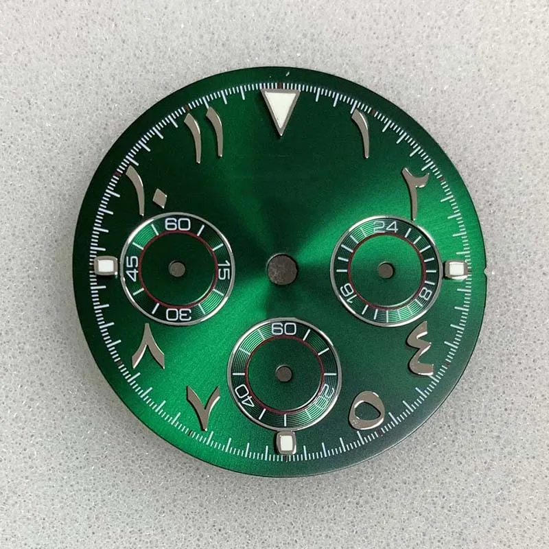 29.8 مللي متر ساعة الطلب مع ساعة الأيدي الأرقام العربية مقياس كرونوغراف الوجه 6 الأيدي صالح كوارتز VK63 ساعة وجوه الحركة التلقائية