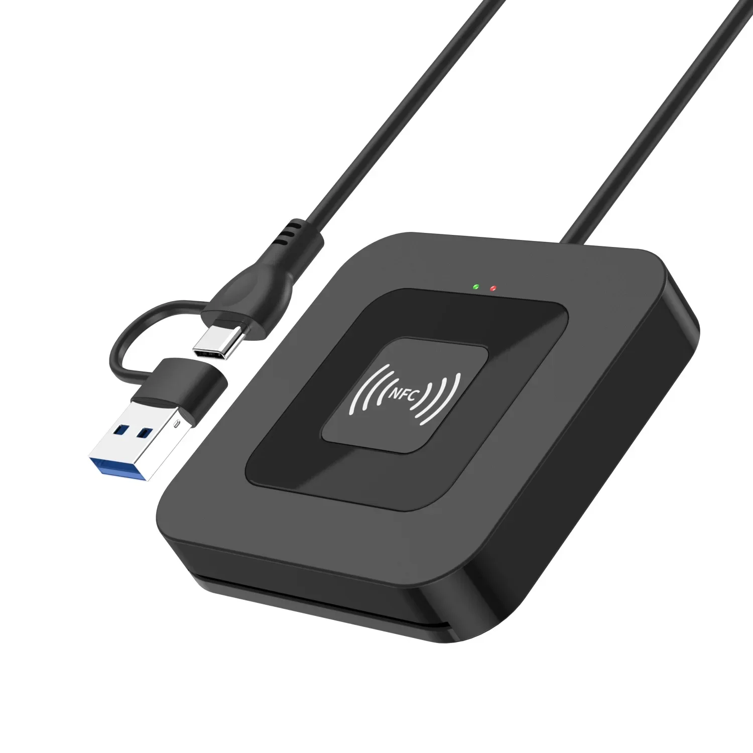 USB 2.0 Smart Card Reader, Bank ATM Tax Reporting Contact 2 in 1 IC Card Reader with NFC for Windows7/8/10/11 Liunx Mac OS