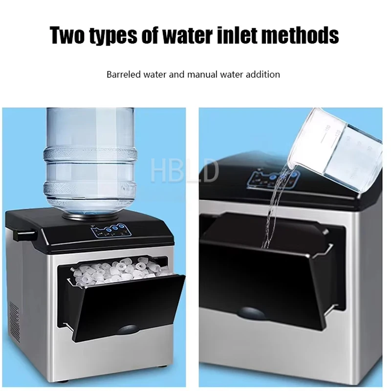 HBLD Stainless Steel Desktop Ice Maker Compact Portable 220V Household Ice Cube Forming Machine for Home Use