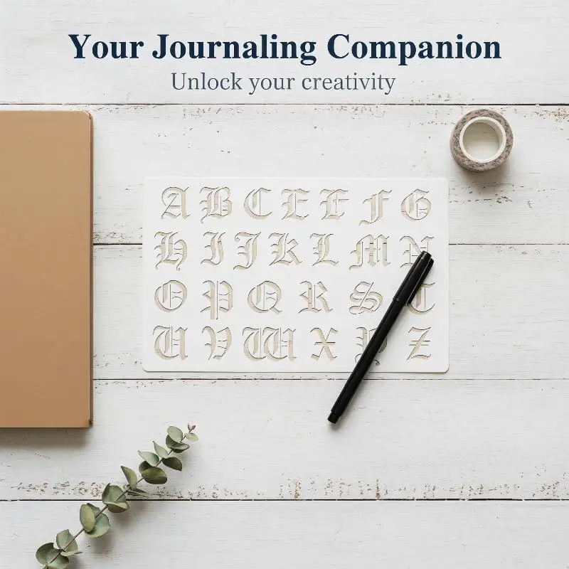 Old English Style Stencil Set 6-Pack Gothic Calligraphy Templates for Artistic Expressions