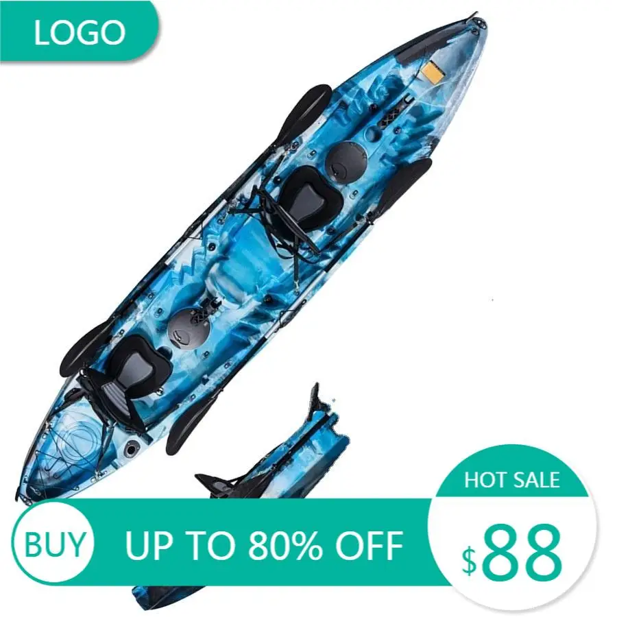 Tandem Sit‑on‑Top Hard‑Shell Jet‑Pedal Fishing Kayak Polyethylene For 2‑Person Drifting Outdoor Water‑Sport Activities