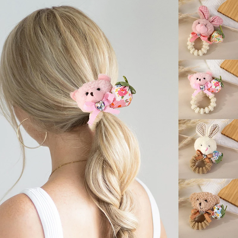 

Очаровательные детские плюшевые эластичные резинки для волос с мультяшными животными, высокая эластичность, детские аксессуары для волос, веревки для волос без повреждений