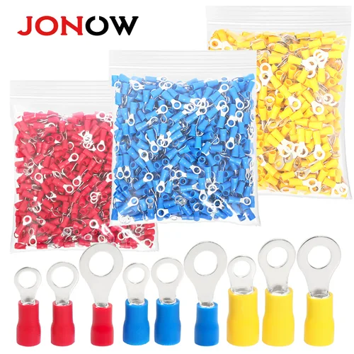 Terminales de crimpado de anillo de 500 uds, terminales de virola de aislamiento, Cables eléctricos de empalme rápido, tornillo de conexión M4/M5/M6, conectores de Cable