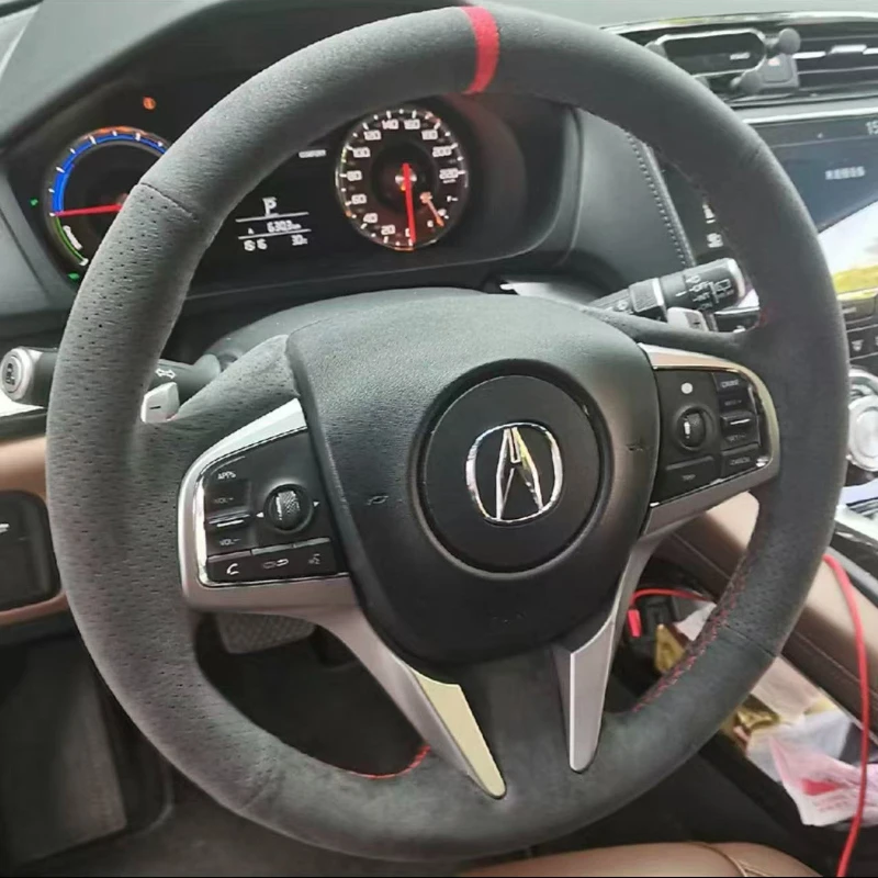 

Чехол на руль из замши с оранжевой строчкой ручной работы для Acura CDX 2016-2021, автозапчасти