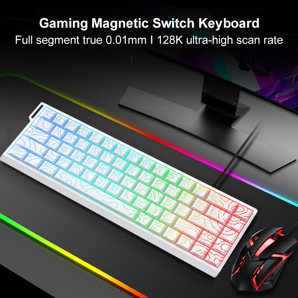 Teclado mecânico interruptor magnético 65% taxa teclado de jogo compacto 0.01mm 128k gatilho rápido teclado para pc gamer