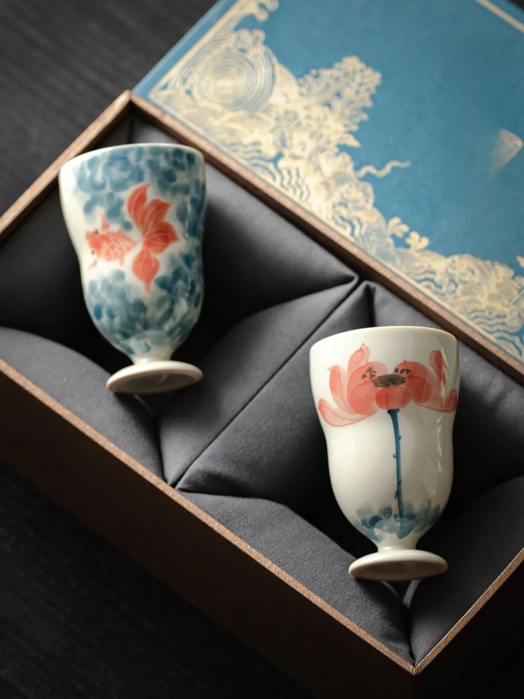 Six-Day Hand-Painted Cerc Tea Cup Chinese Sle Gongfu Tea Cup Wooden A Glazed Scented Tea Cup Gourd Home Use Single Cup