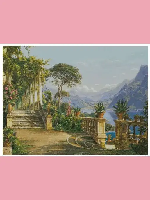 

Landscape Lakeside Garden 18CT 14CT Unprinted Top Quality Cross Stitch Kits Embroidery Art DIY Handmade Needlework Home Decor