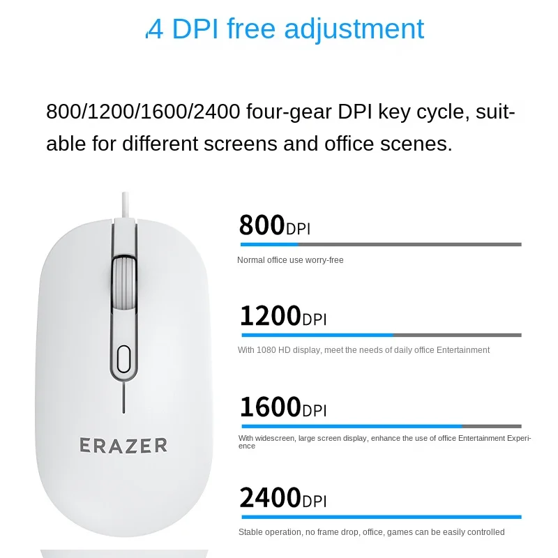 ERAZER Wired Mouse Office Gaming Desktop Computer Laptop Business Mouse USB Optical Mouse