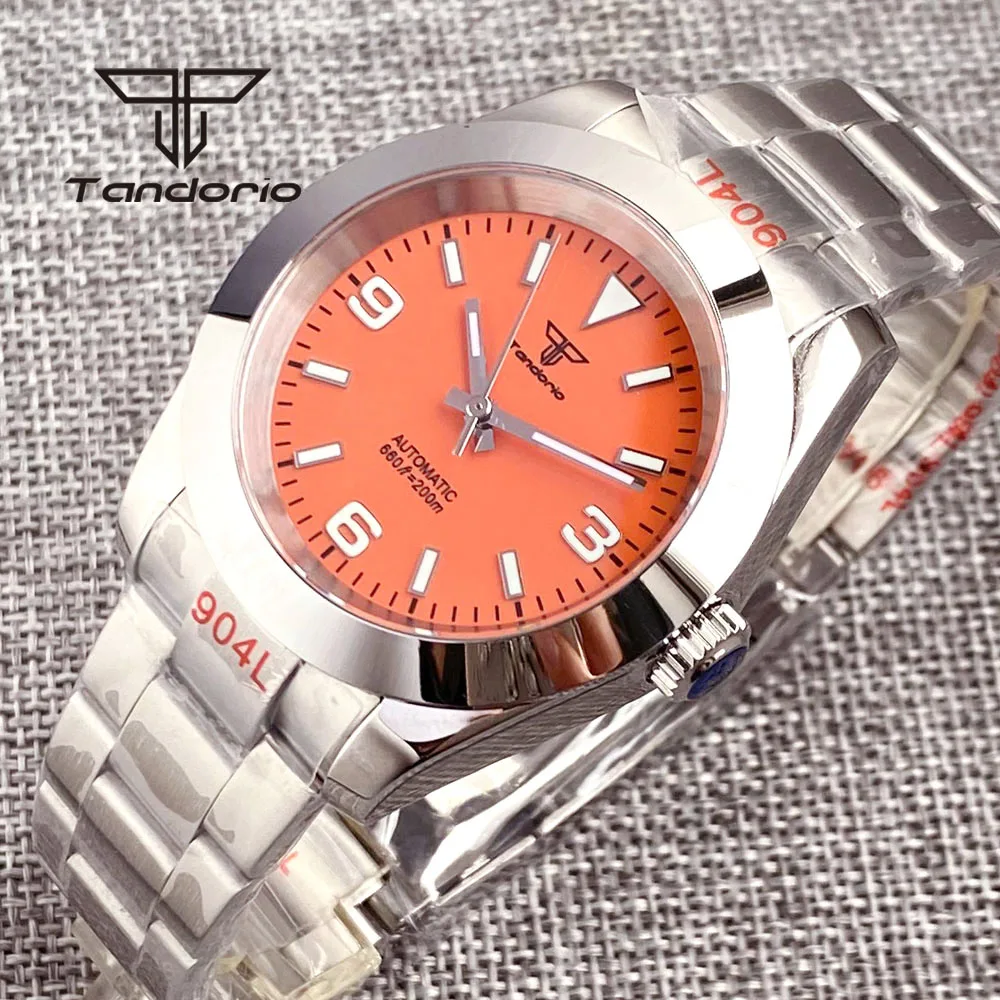 Imagem -03 - Tandorio-classic Steel Relógio Mecânico Automático para Homens Relógio Luminoso Moldura Polida Vidro de Safira Fecho Deslizante Nh35a 36 mm 39 mm