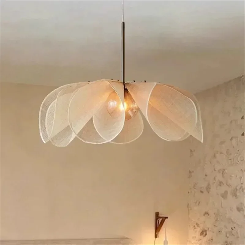 French Art Floral Pendant Light Nordic Cream Style Minimalist Home Lighting for  Living Room Bedroom Antique High-end Lamps