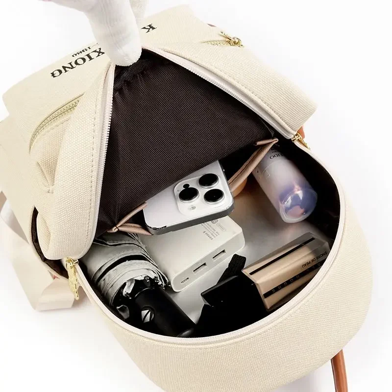 Cute Bear Embroidery Backpack for Women 2024 New Korean Fashion Soft Leather Large Capacity Casual Travel Mini Backpack Mochila