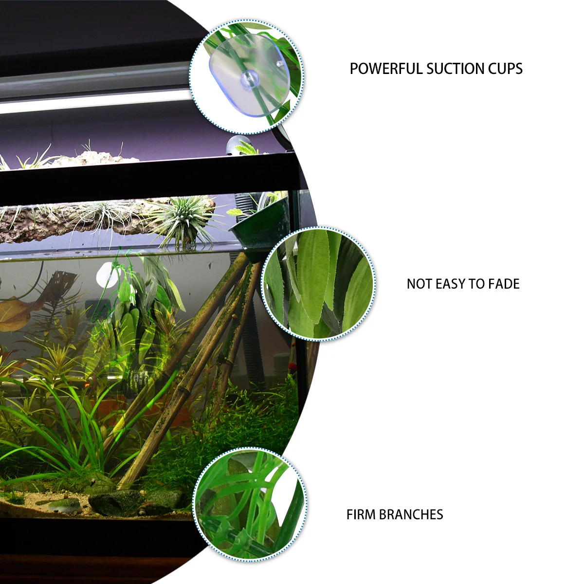 

Green Lifelike Simulation Rattan Artificial Aquarium Plant Fish Tank Decoration Natural Landscape Fake Plant for Office Home