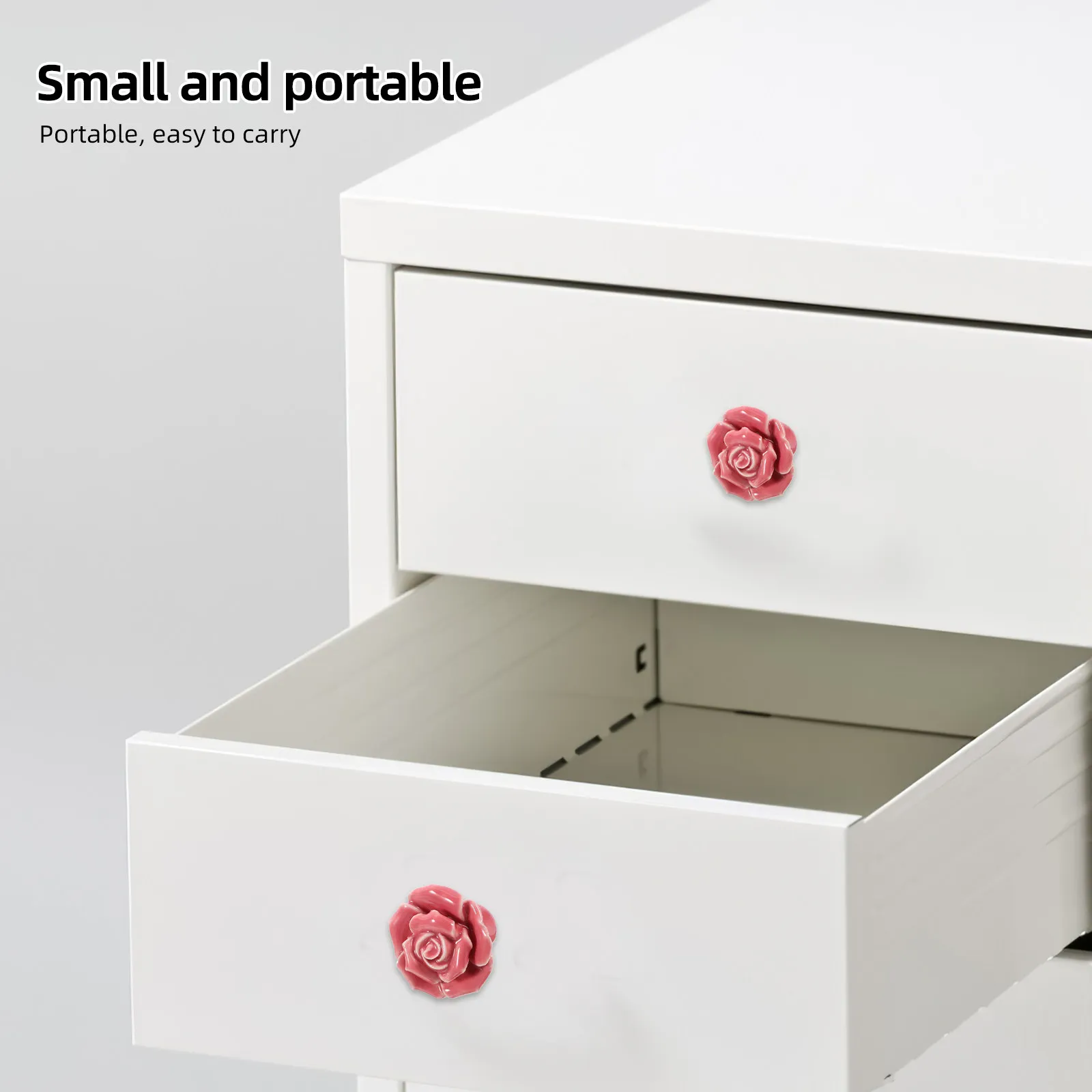 2Pcs Delicate Rose Design Ceramic Drawer Pulls Cabinet Knobs for Kitchen Wardrobe Dresser Bin Cupboard Furniture Upgrade Home