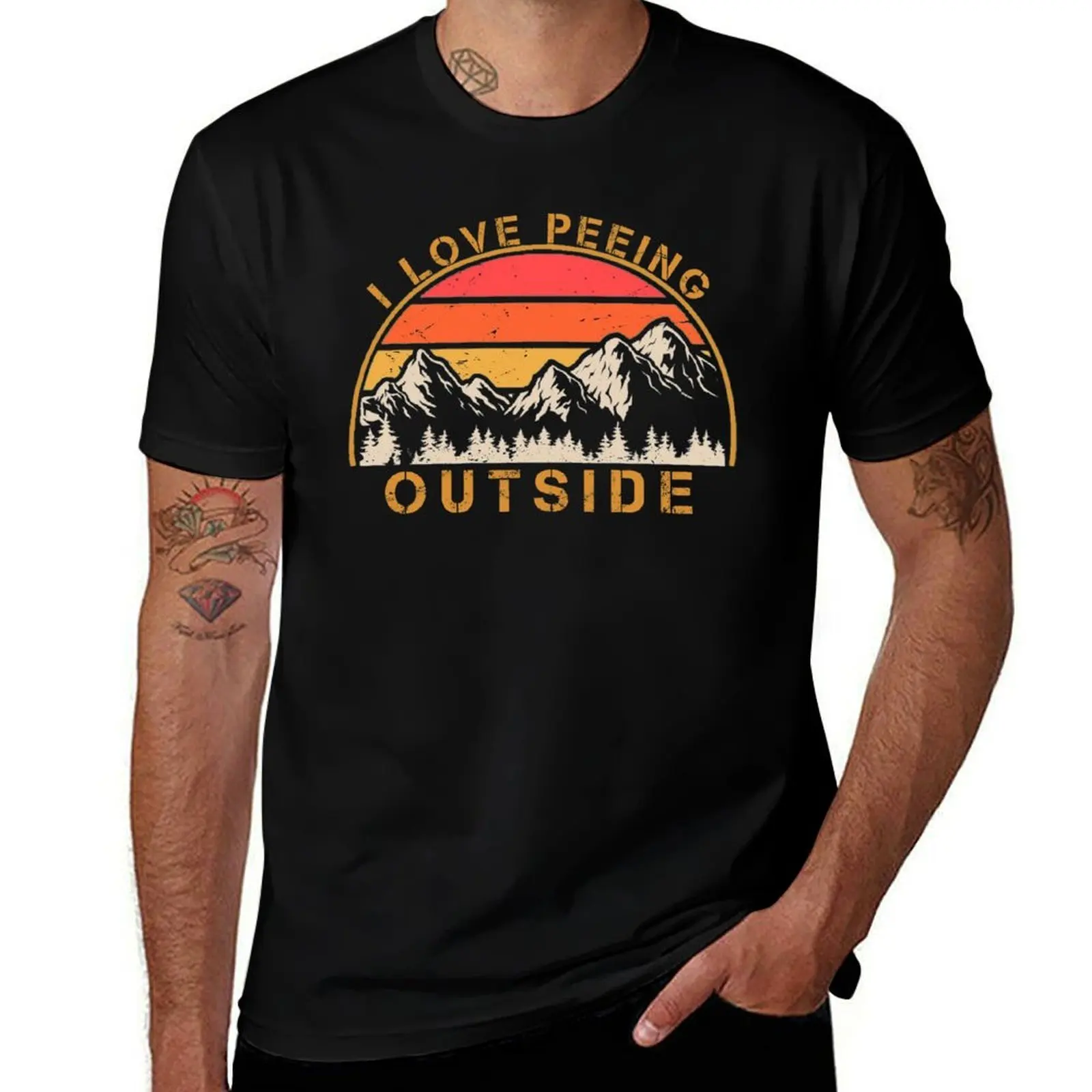 

I Pee Outside I Love Peeing Outside Funny Camping Hiking T-Shirt cotton t shirts man 100% printed t shirts for man T-Shirt