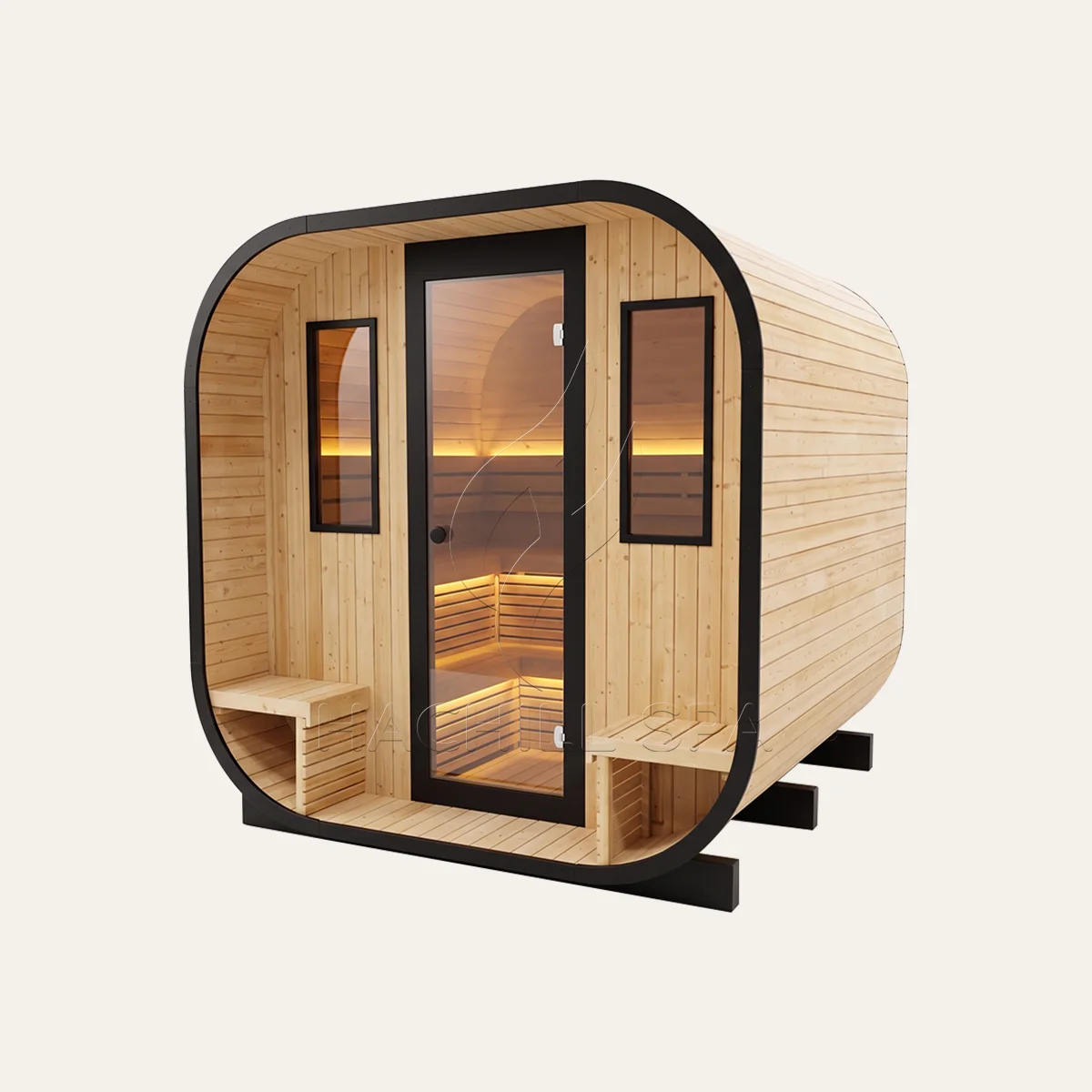 Wholesale Zen Style Best Selling Traditional Solid Wood Spliced Solid Wood Sauna Room With Porch For 4-6 Persons Outdoor