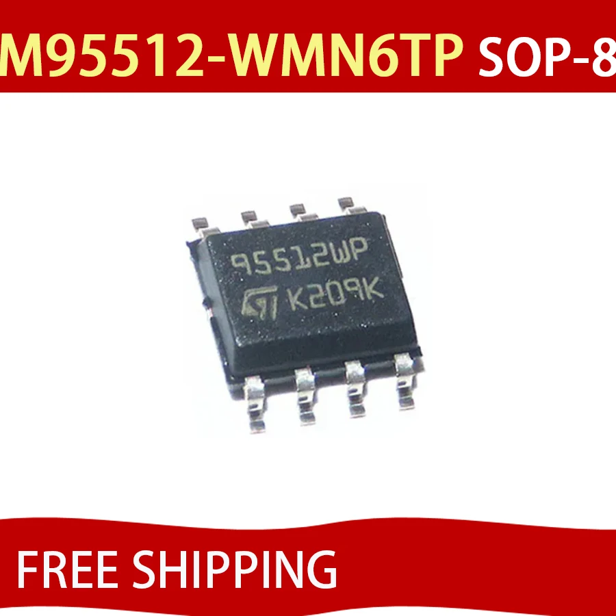 5Pcs M95512-WMN6TP SOP-8Pins 512KBIT SPI 95512WP 95512WP EEPROM memory M95512 10Pcs M95512-WMN6TP SOP-8Pins 512K