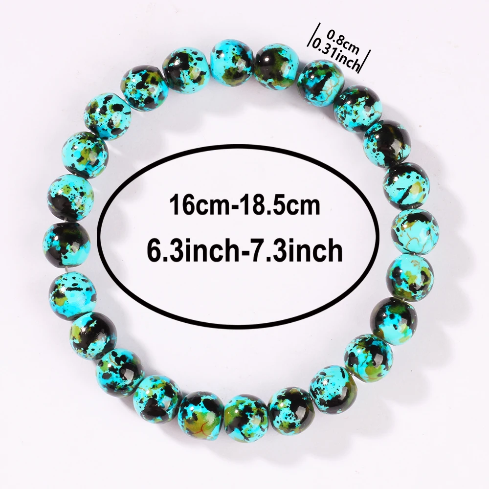 في الهواء الطلق الحجر الطبيعي الأخضر الفيروز أساور مستديرة النساء النساء الرجال أربعة مواسم مخطط الأخضر brazaletes سيدة ل كرة الأخت