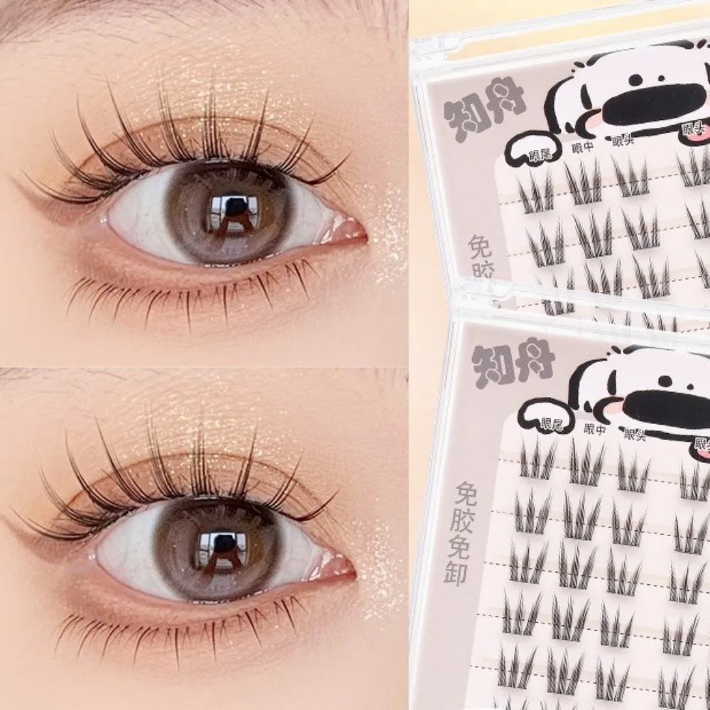 Flauschige DIY selbstklebende Wimperncluster Wispy wiederverwendbare selbstklebende falsche Wimpern Make-up-Verlängerung Kleberfrei gefälschte Wimpern Lady
