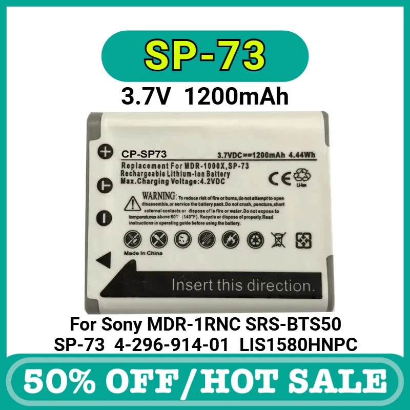 

1200mAh Rechargeable Battery for 4-296-914-01 LIS1580HNPC SP73 SP-73 WH-1000XM2 SRS-BTS50 MDR-1000X MDR-1ABT MDR-1A MDR-1ABT