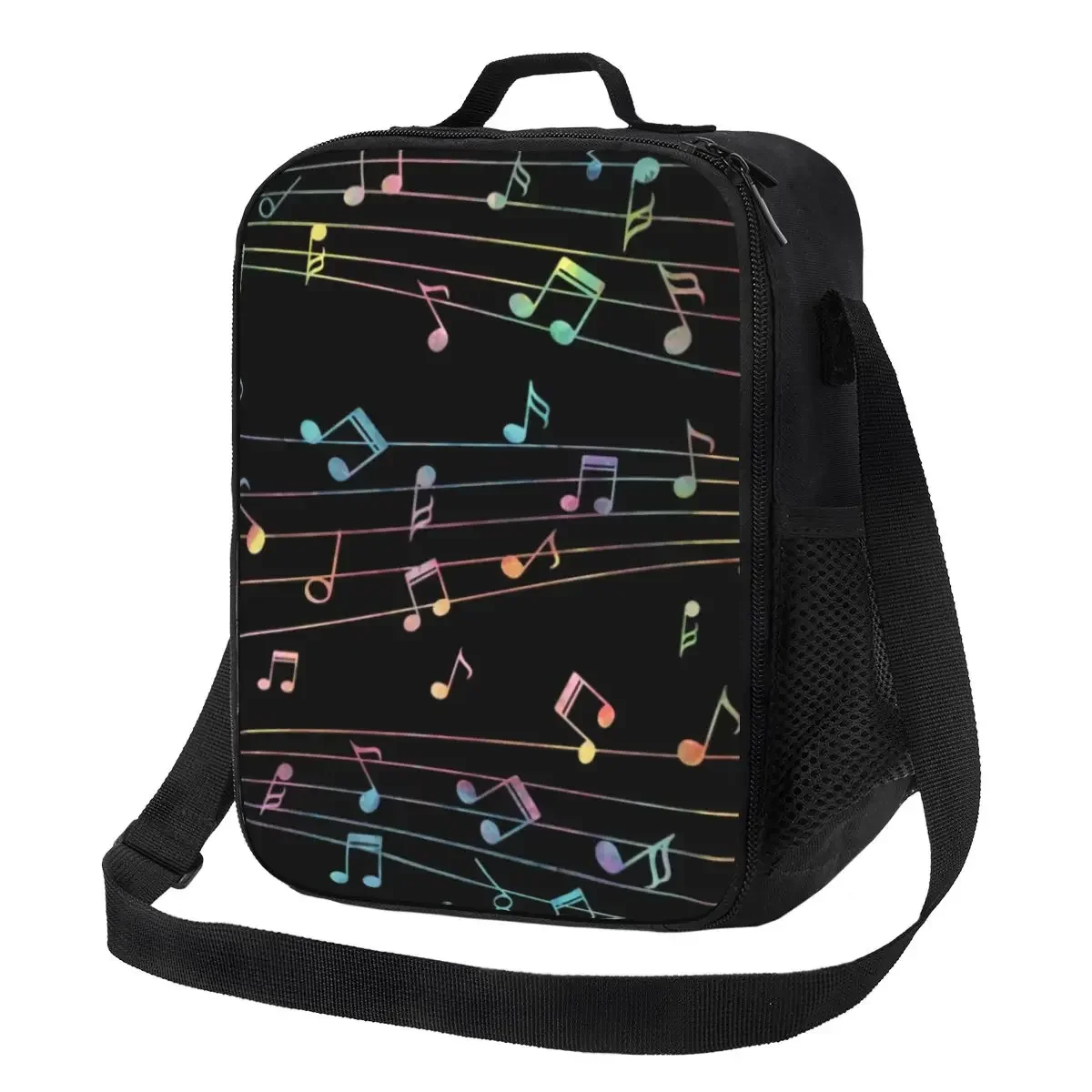 Borsa per il pranzo isolata per Note di pianoforte e musica di moda per la scuola di lavoro Resuable Cooler Thermal Bento Box Women Kids