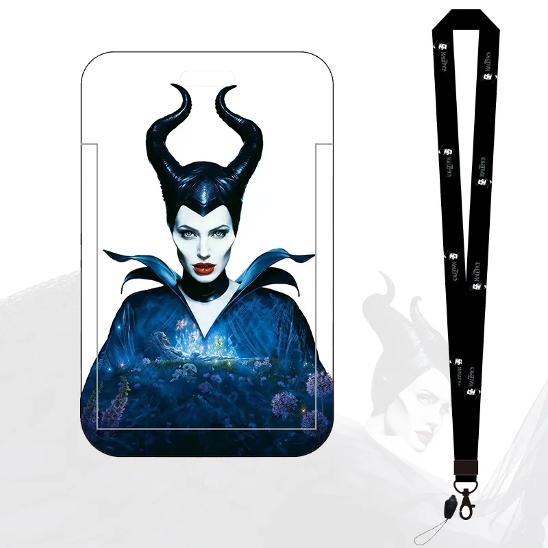 Disney Villains Maleficent ID Badge Holder Lanyards Women Door Card Holders Neck Strap Keychain Credential Gift for Girls