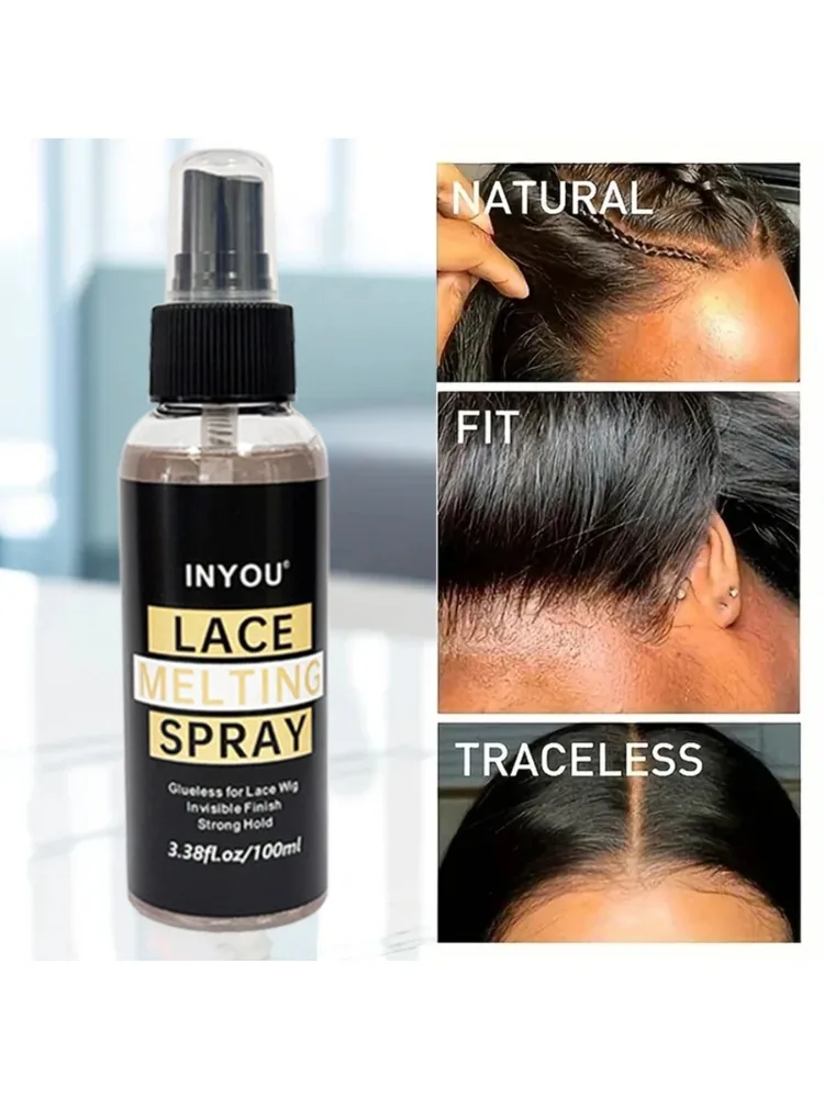 100ML Lace-Wig-Schmelz- und Fixierspray, starker, natürlicher Halt, Perückenkleber für Lace-Front-Perücken, super starker Halt, Haarspray