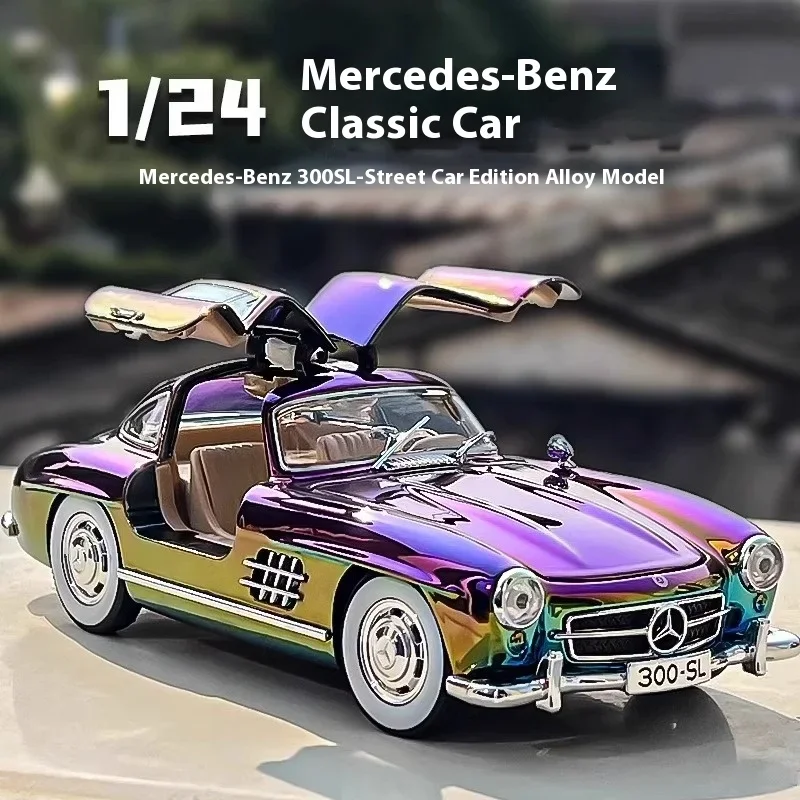 Classic 1:24 Mercedes-Benz 300SL Electroplated Version Alloy Car Diecast Metal Model Collect Hobby Model Christmas Gift For Boys