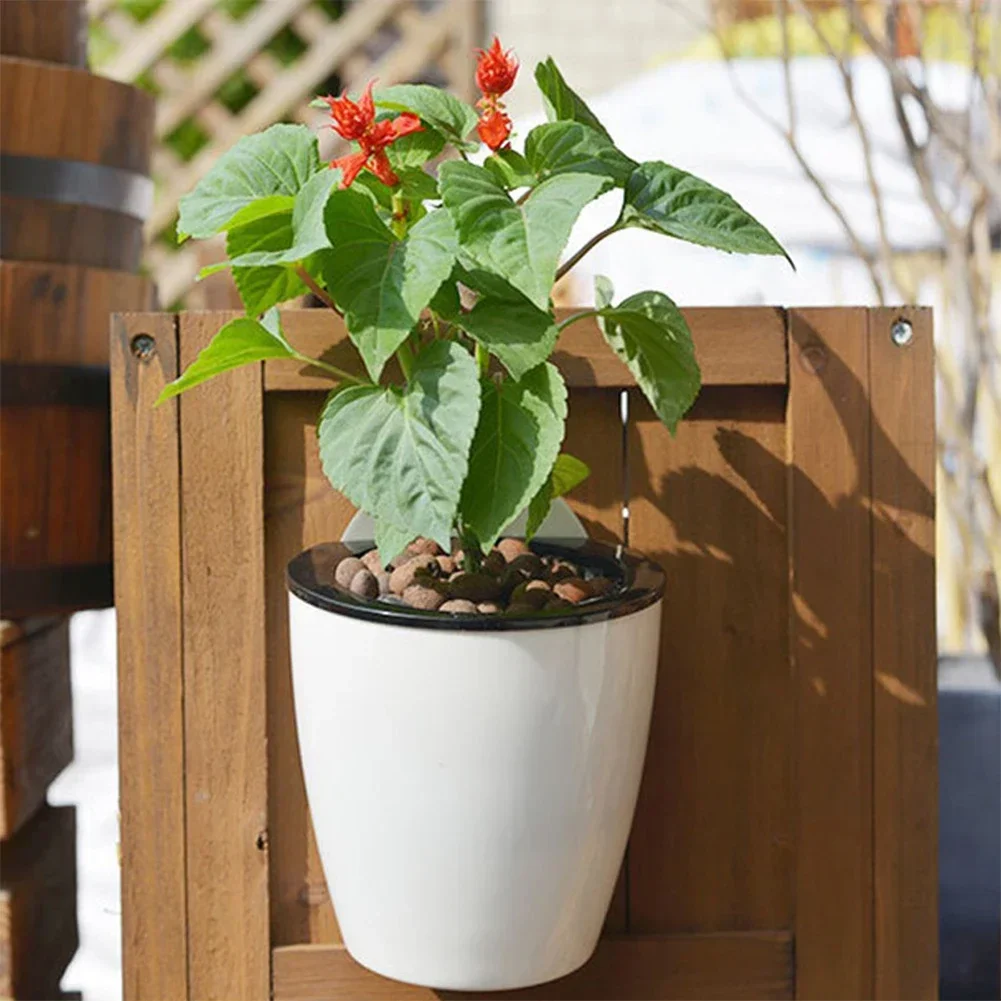 Wall-Mounted Plastic Potted Plant Flowerpot Creative Automatic Water-Absorbing Wall Hanging Home Flower Pot Wall Decoration