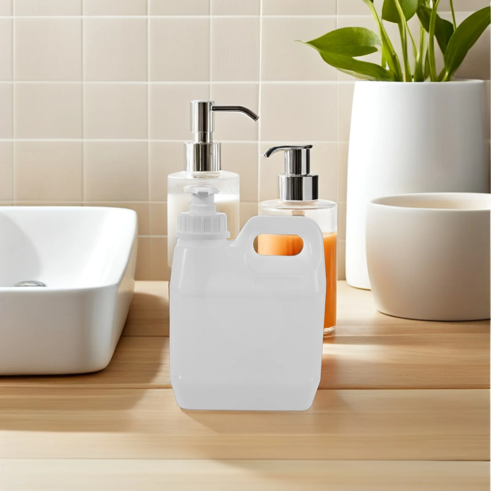 2pcs 1L Empty Plastic Pump Bottle Dispenser For Shower Kitchen Bathroom Refillable Liquid Container Leakproof Square Storage For