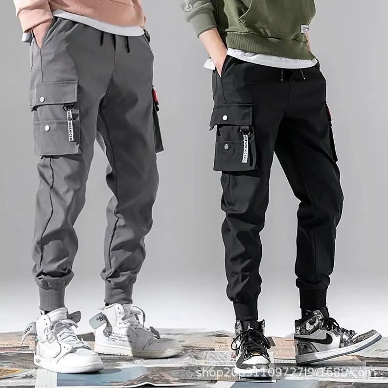Man Cargo Pants Multi Pocket Drawstring Unisex Men Women Summer Outdoor Hip Hop Sweatpants Fashion Casual Trousers