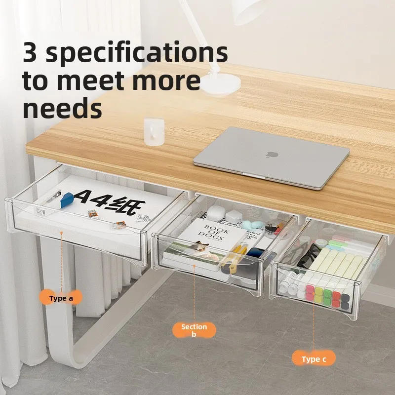 The Drawer Under The Table Has A Beam That Can Be Raised, Invisible Desk Storage Dormitory Home Storage Box  Stationery Holder