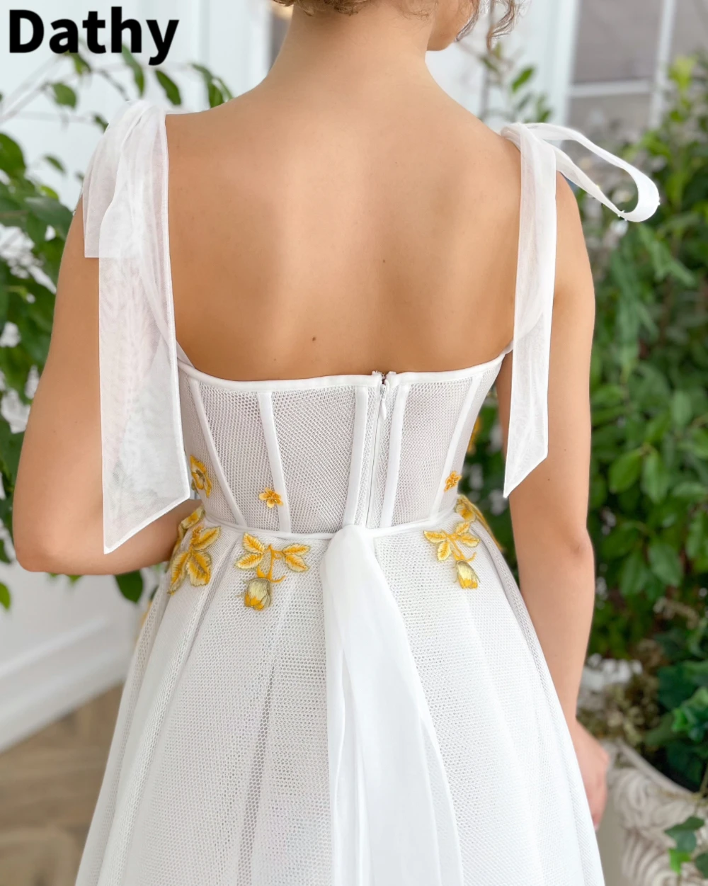 Dathy White Serenity Blossom Prom Dress Decal And Ankle Dress Lace Up Evening Dress Luxury Evening Dresses 2023