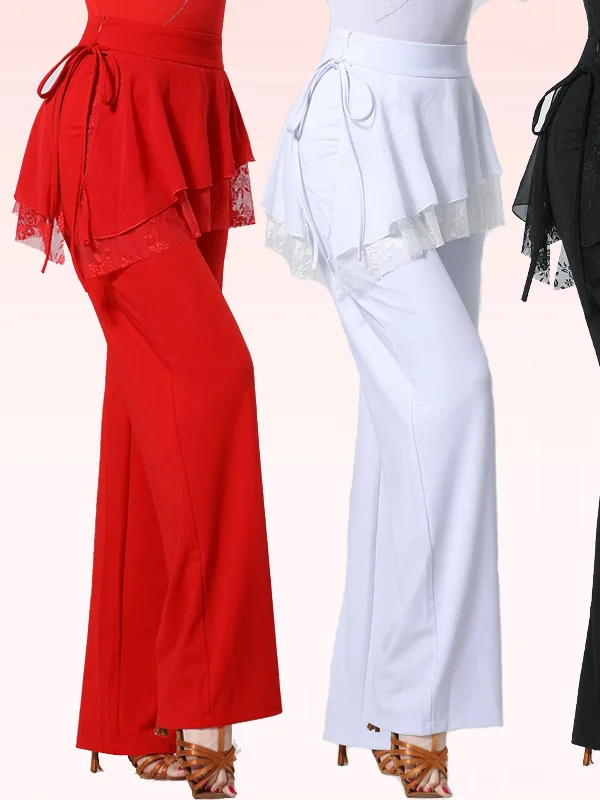 new-square-dance-pants-women's-net-lace-skirt-hemming-slimming-skirt-pants-casual-loose-dancing-straight-leg-pants