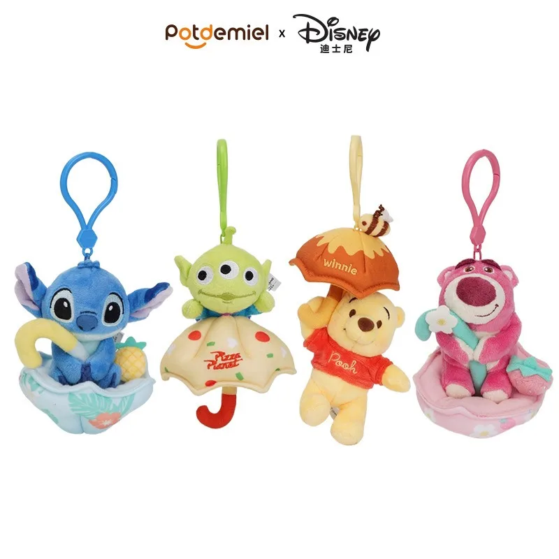 Echte Disney Aardbei Beer Rugzak Hanger Pupu Pooh Winnie Beer Drieogige Stitch Sleutelhanger Hanger Beste Cadeau voor Vrienden