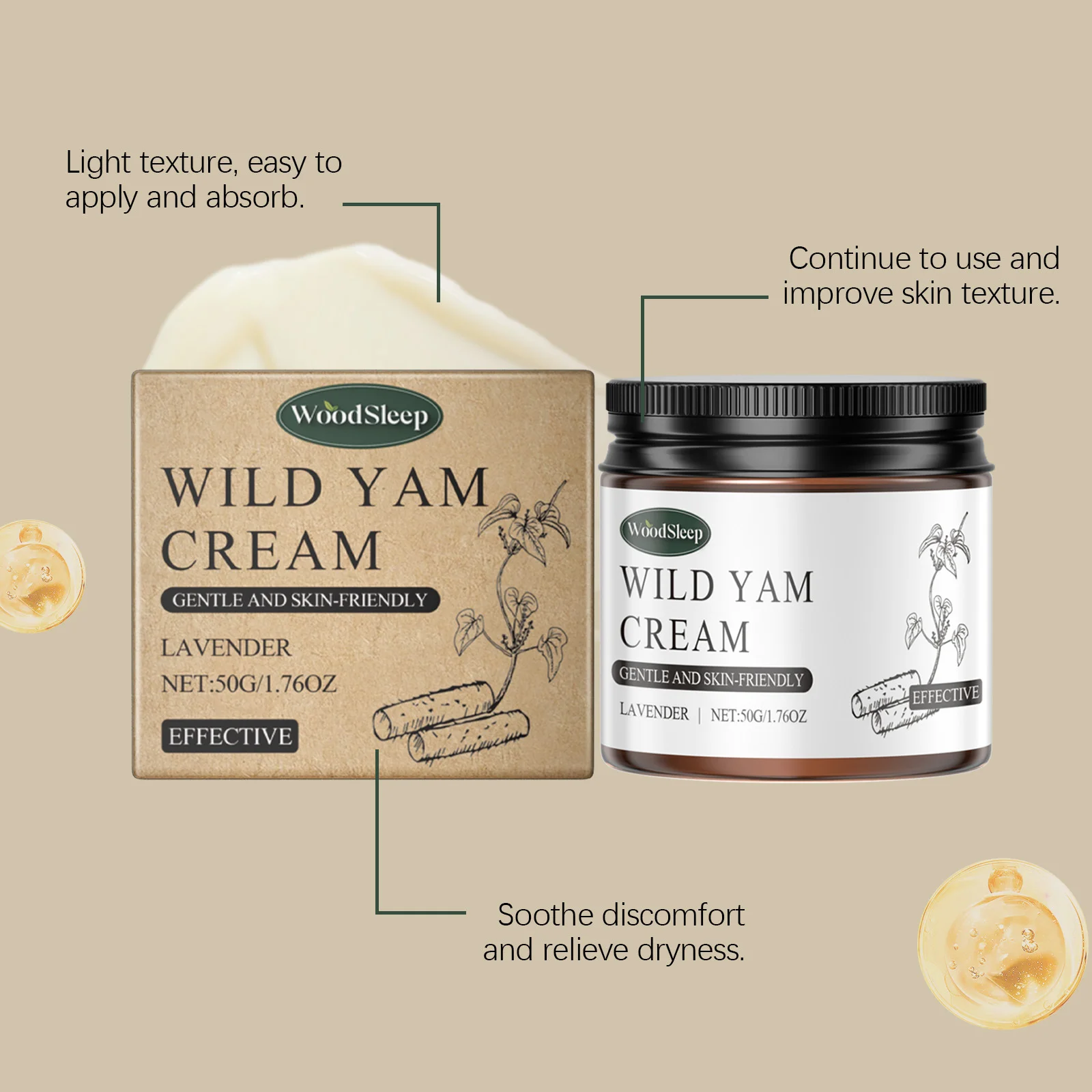 Wild Yam Balance Female Hormones Cream Moisturizing Repairing Improve Skin Elasticity Smoothing Brightening Soothing Body Cream
