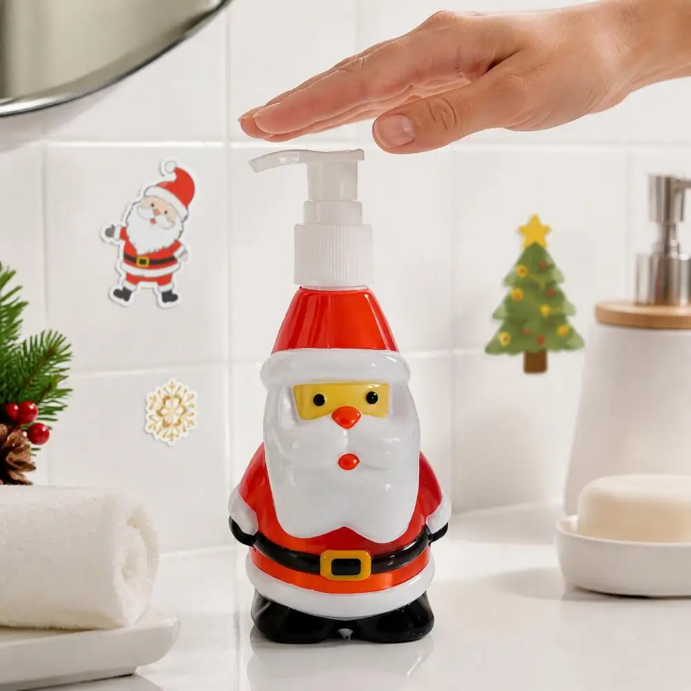 350ML Christmas Soap Dispenser, Santa Claus Tree Penguin Shape Refillable Bottle, Plastic Empty Pump Bottle for Hand Soap 95