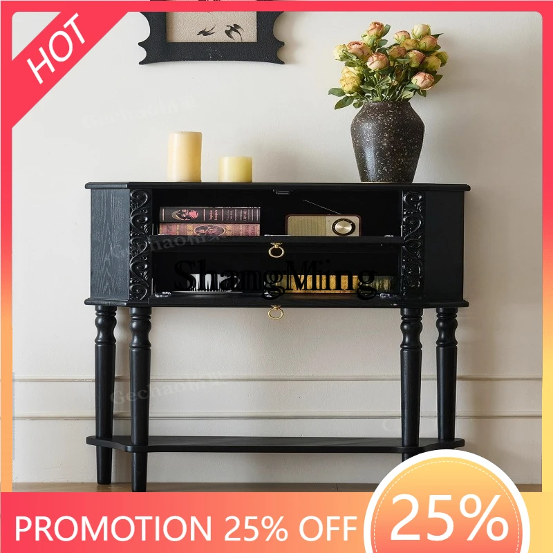 

SM retro solid wood porch locker living room decoration foyer wall display small side table