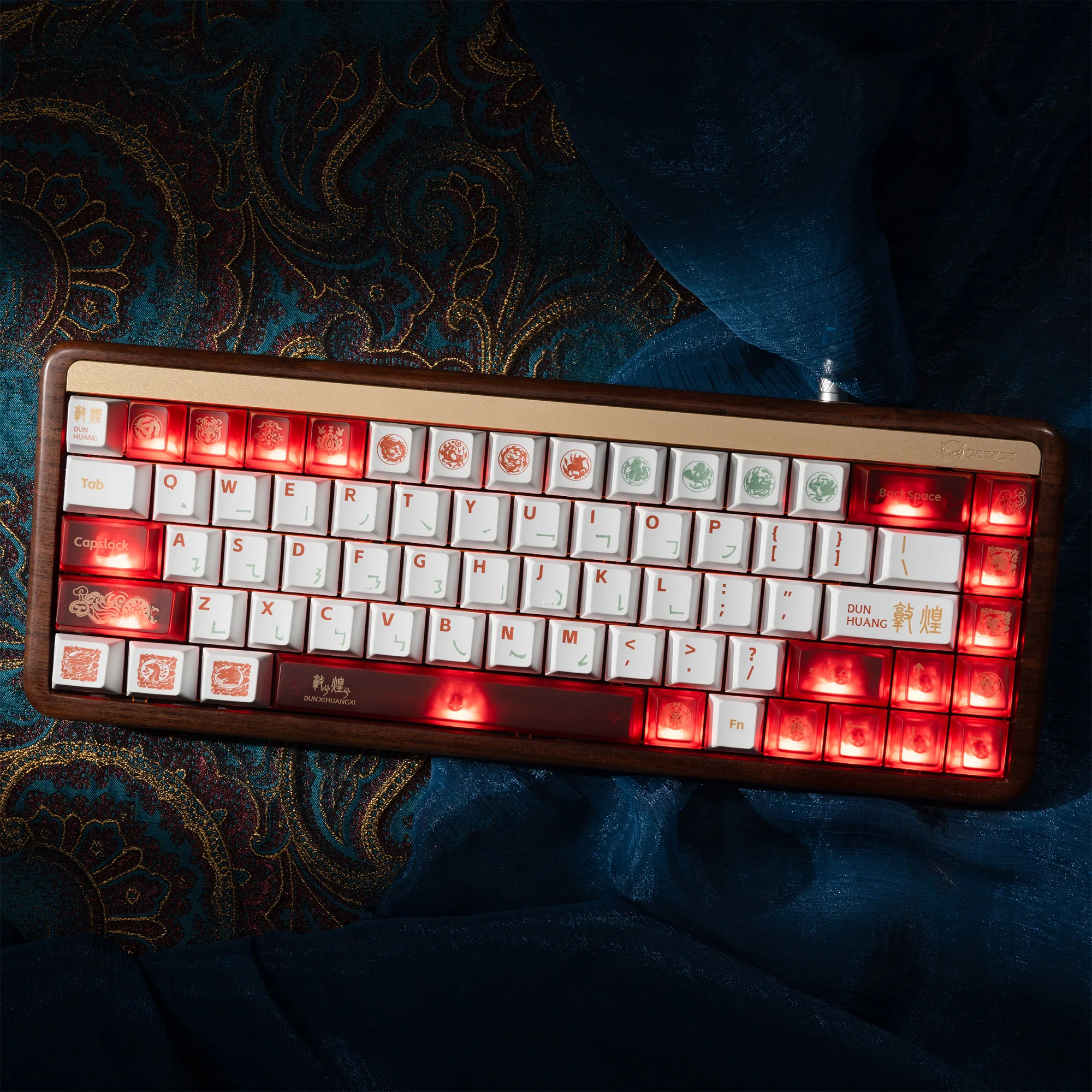 QBYI Theme Chinese Design Cherry Profile PBT Keycap Dye-sub MX Switch Key cap 212 Keys
