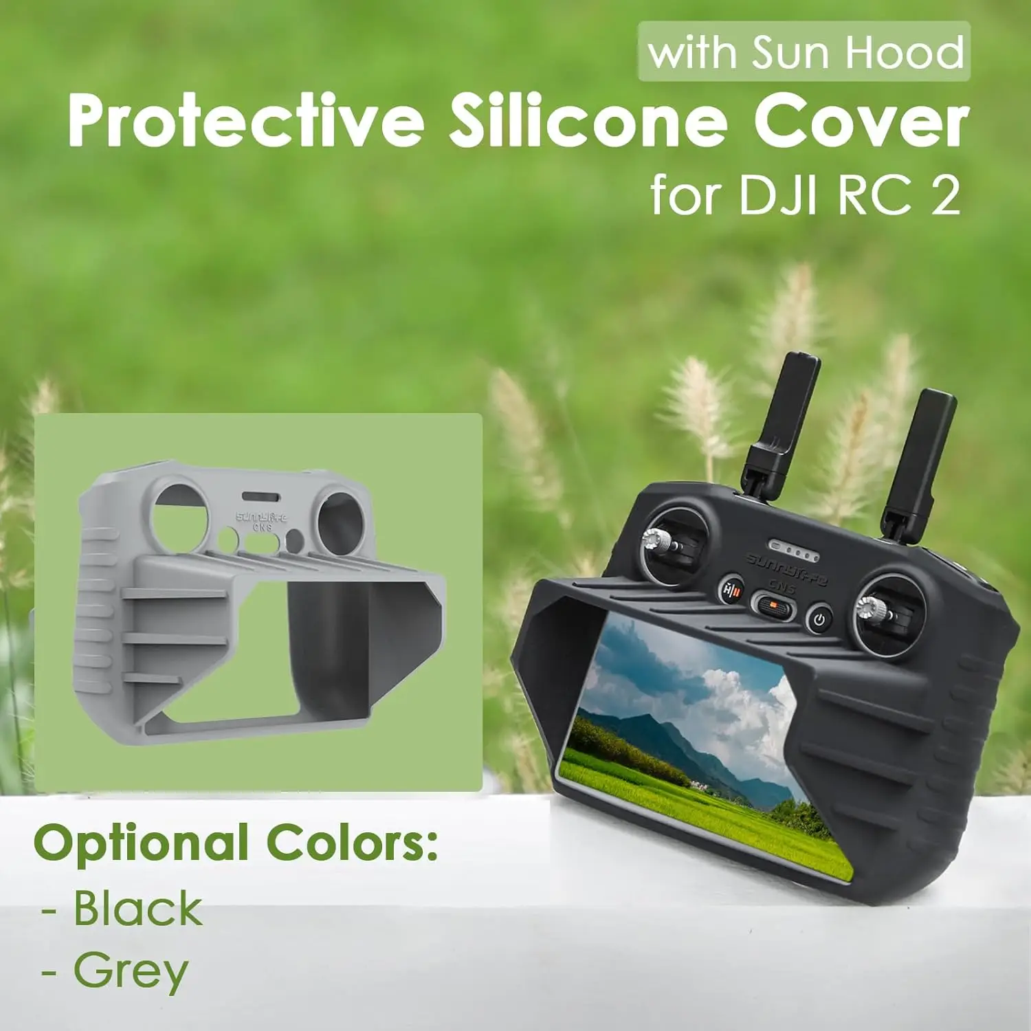 Sunnylife Silicone Protective Cover with Sun Hood for DJI RC 2 Only Controller, Suitable DJI Air3/Mini4 Pro, Scratch-Proof