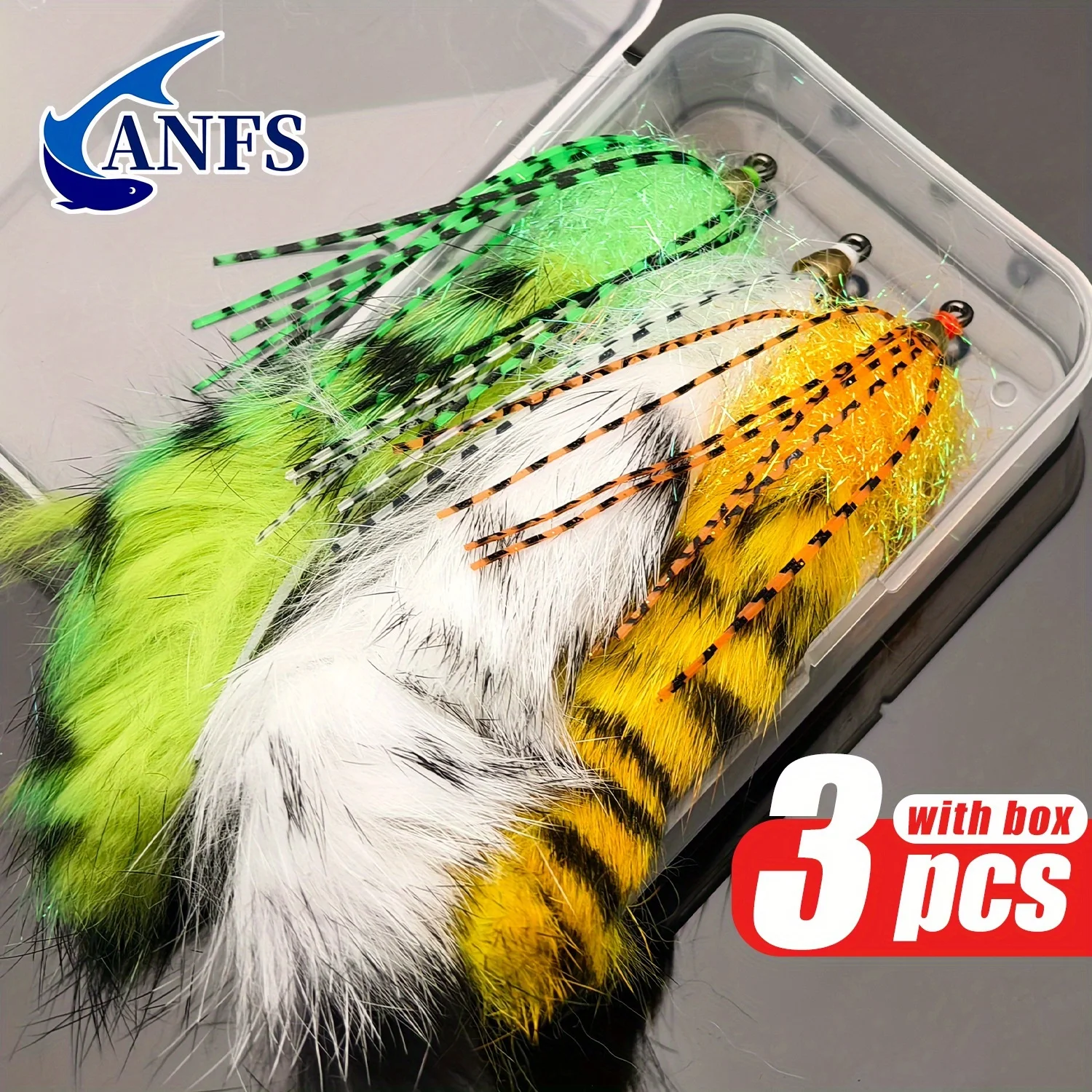 ANFS 3pcs Big Zonker Strip Streamer Fly Zonker Streamer Fly Big Zonker Strip Saltwater Fishing Streamer Fly Bass Pike Trout
