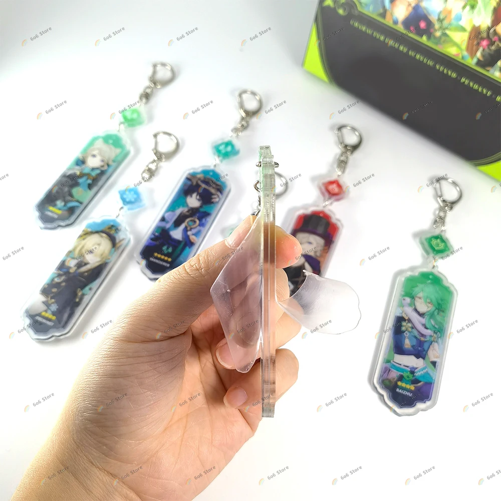 Anime Game Key Chains Zhongli Arlecchino  Navia Wriothesley Furina Neuvillett Cute Cartoon Figure Accessories Pendant Keyring