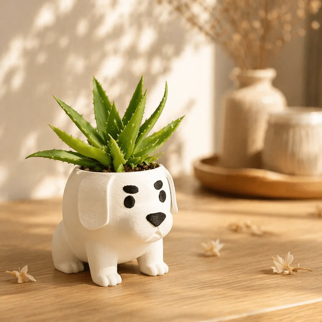 3D Printed Mini Cute Dog Succulent Planter Small Puppy Flower Pot Desktop Decor Ornament For Home Office Tabletop Plant Display