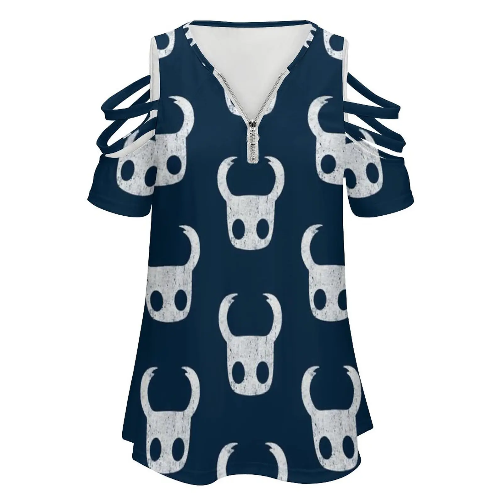 Hollow Knight Women Zipper Sexy Printed Vintage T Shirts Tops Full Print T-Shirt The Knight Nailsmith Iselda Nailmaster Seeker